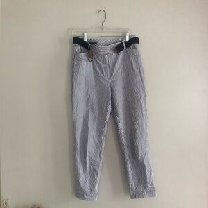 Brooks Brothers Cotton Pin Striped High Rise Barrel Trousers Size 8